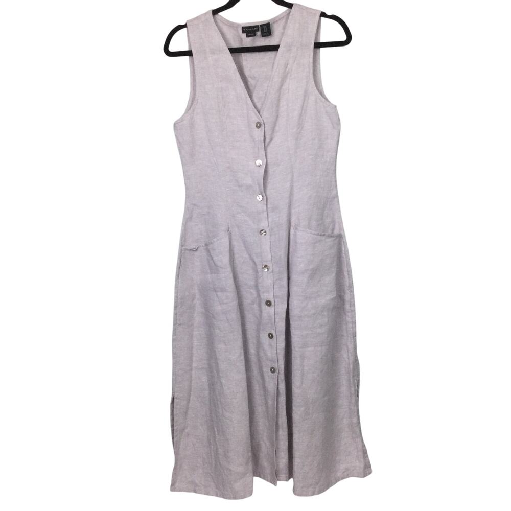 Tahari Light Lavender Button-Front Midi Dress